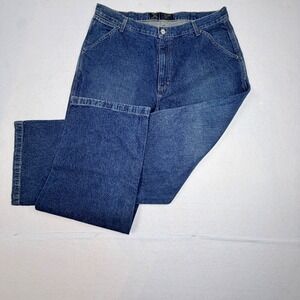 Express Wide Leg Worker Jeans Mens 38x34 Mineral Wash Blue Denim 120172 Vintage